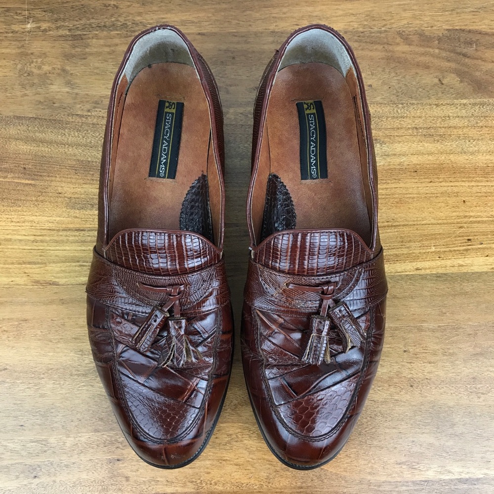 Stacy Adams Shoes Brown Snake Leather Mens 10 1/2M